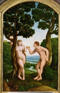 Adam a Eva v ráji (tempera na panelu)